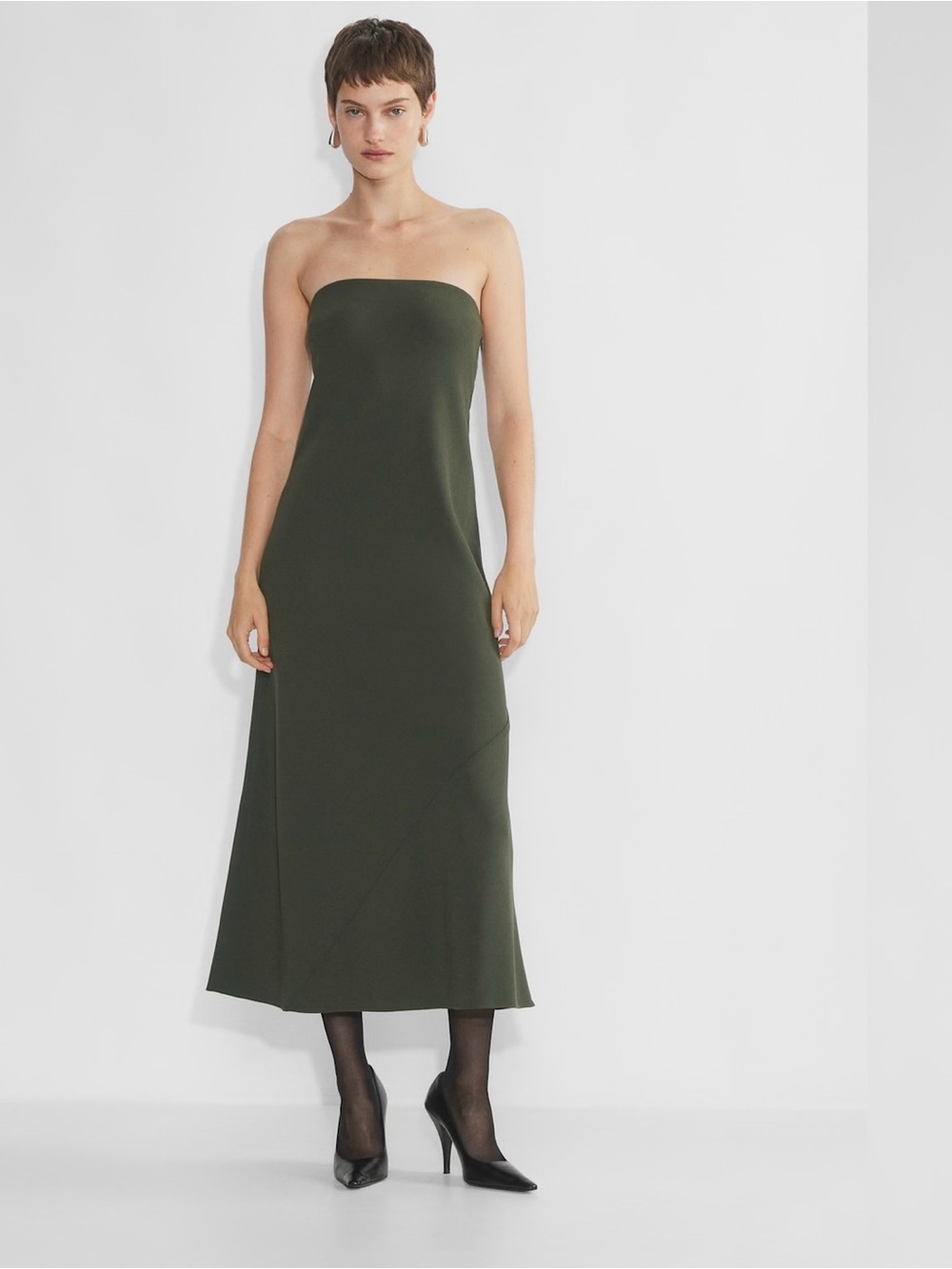 Aritzia Babaton Strapless Navy Midi Dress